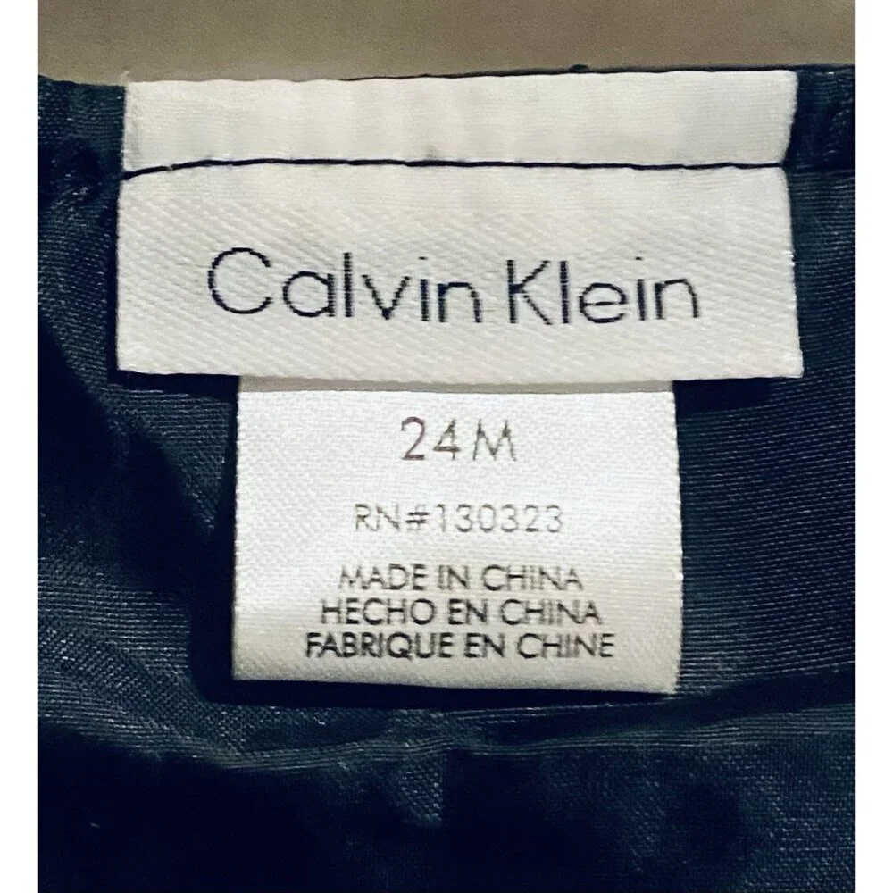 Calvin Klein Vest Baby 24 Months Black Quilted Zip Up Faux Leather Punk Gothic